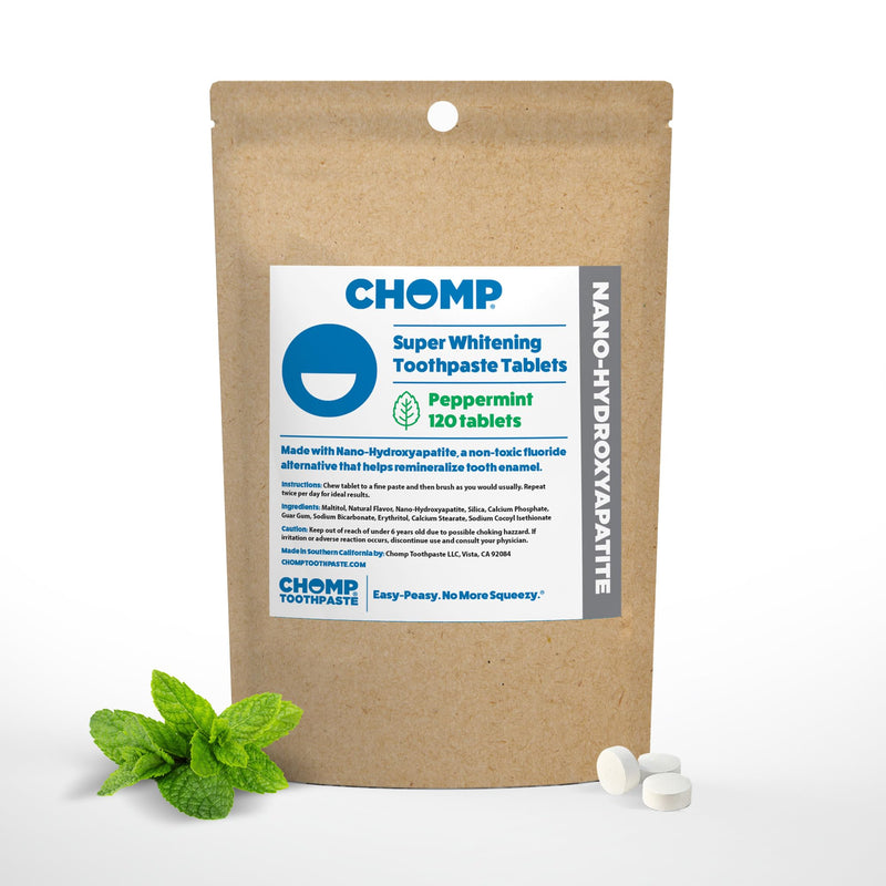 [Australia] - Chomp Super Whitening Toothpaste with Nano Hydroxyapatite 120 Tablet Refill 