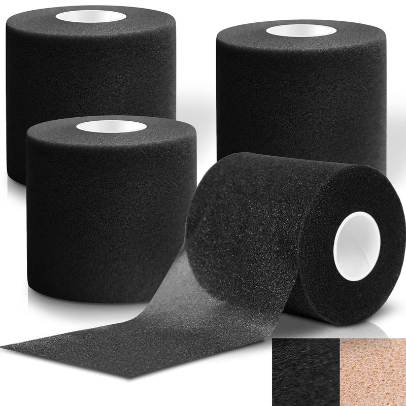 [Australia] - Vive Pre Wrap Athletic Tape (4 Pack - 2.75" Wide) - Prewrap Sports Strips (120 Yards) for Hair, Soccer, Injuries, Ankles, Football, Wrists, Lacrosse, Boxing, Baseball - Breathable, Non-Adhesive Black 