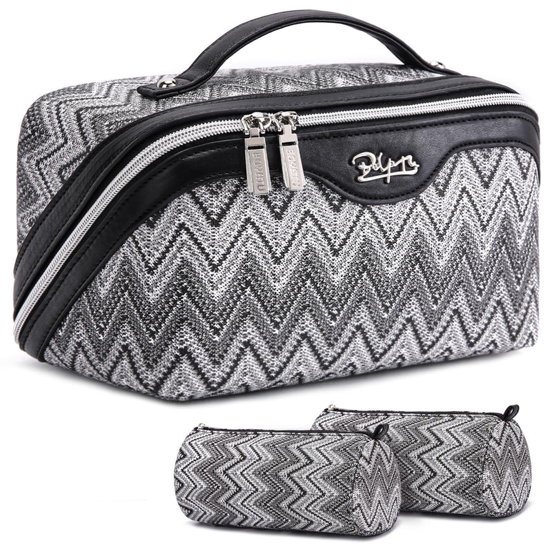 BOYATU Travel Makeup Bag Cosmetic Bags for Women: 3-Piece Makeup Bag Set (J-3-Black)