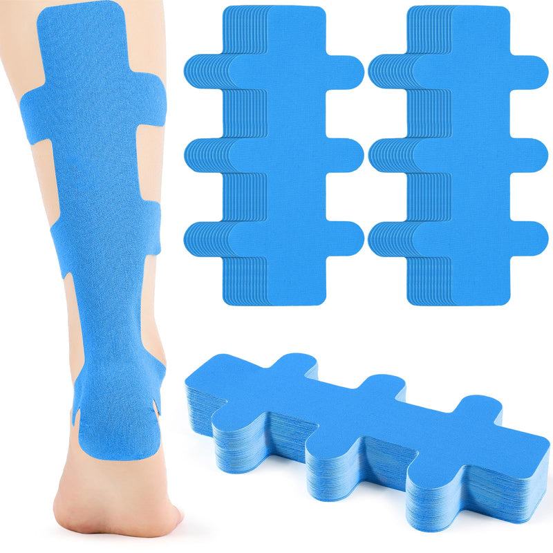 [Australia] - 50 Pcs Achilles Tendonitis Kinesiology Tape Precut Achilles Tendon Tape for Relief Pain Muscle Support Sport(Blue) Blue 