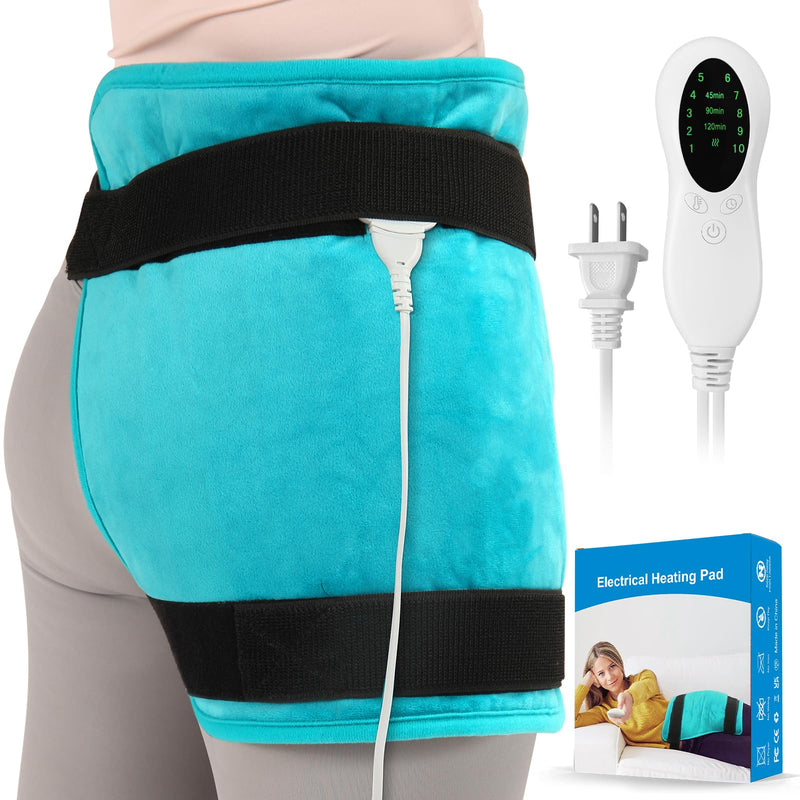 TABEKE Hip Heating Pad for Hip/Sciatica Pain Relief, Hip Support Brace, Lower Back/Thigh/Buttock Electric Heat Pad, Hot Physical Therapy Devices for Men, Women Blue