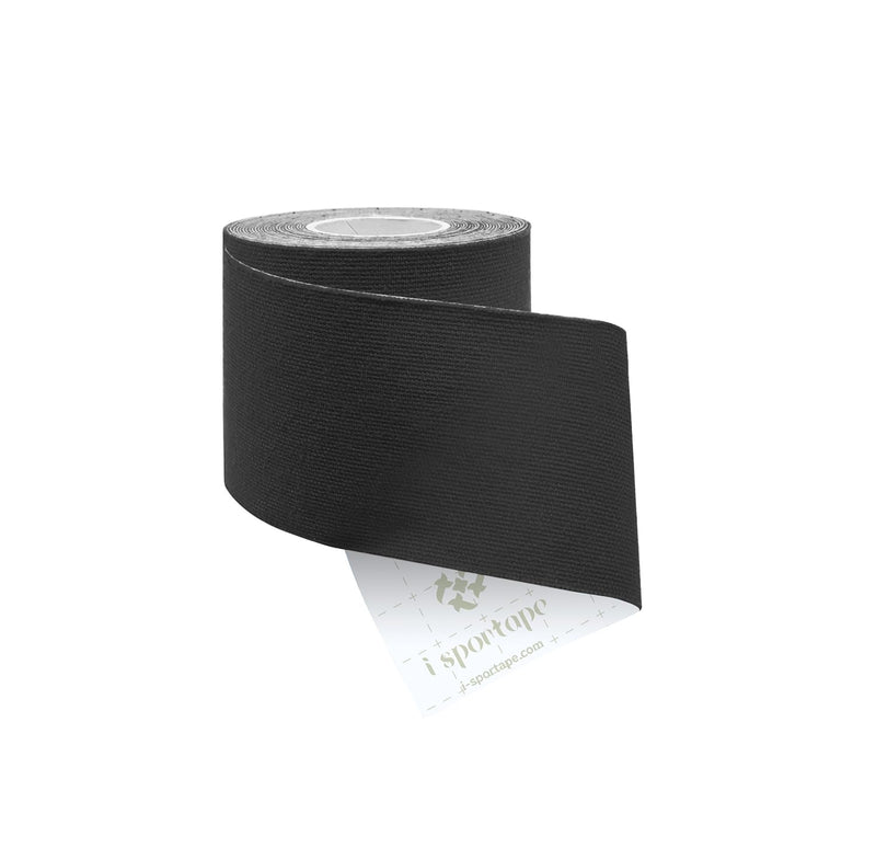 Athletic Elastic Sports Tape for Body, Nude, Hypoallergenic, Tape for Pain Relief, Injury, Muscle Strain(1.97in X 16.4ft Roll), Breathable Cotton Kinetic Tape (Black Tape-Roll) Black Tape-roll