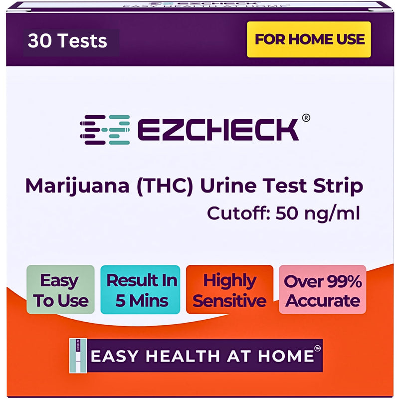 [Australia] - [30 Tests] EZCHECK® Highly Sensitive at Home Marijuana Drug Test Strip, THC Urine Drug Test, Easy Home Drug Test, 50 ng/ml - Fast Result in 5 mins - FSA/HSA Eligible 30 