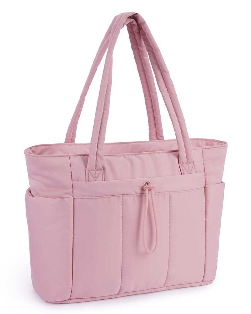 Wandering Nature puffer tote bag fit and makeup bag