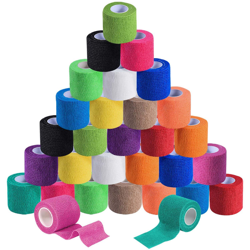 [Australia] - 30 Pack 2 Inch x 5 Yards Colorful Self Adhesive Bandage Breathable Cohesive Bandage Wrap Rolls Elastic Self-Adherent Tape for Stretch Athletic, Sports, Wrist, Ankle 2 Inch, 30 Pack 