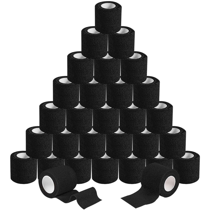 [Australia] - 30 Pack 2 Inch x 5 Yards Black Self Adhesive Bandage Breathable Cohesive Bandage Wrap Rolls Elastic Self-Adherent Tape for Stretch Athletic, Sports, Wrist, Ankle 2 Inch, 30 Pack 