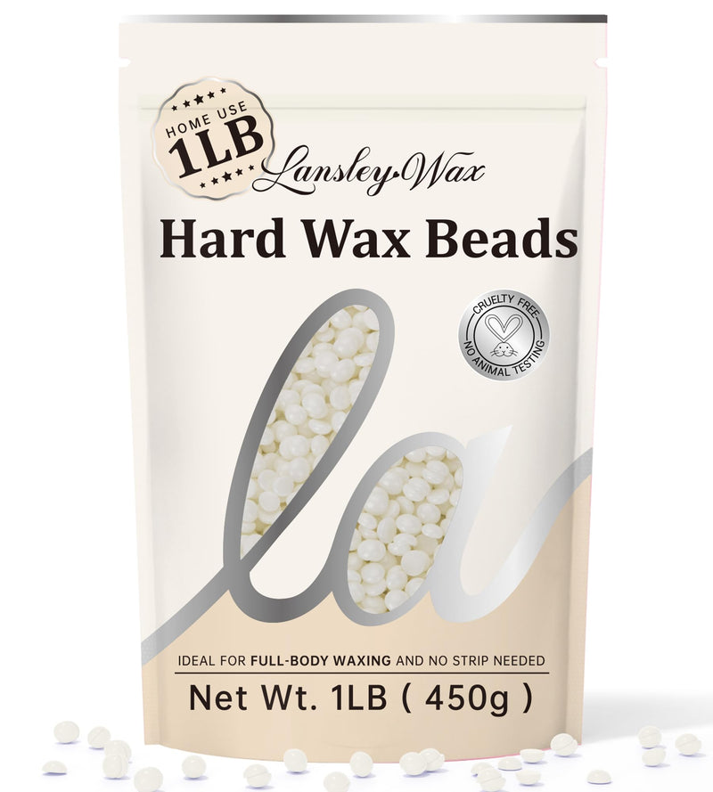 [Australia] - LANSLEYWAX White Hard Wax Beads, 1LB Wax Beans for Sensitive Skin & Full-Body Hair Removal, Brazilian/Bikini/Face/Legs/Eyebrow/Armpit/Chest Waxing Refill at Home for Women & Men, Stripless Formula Unscented 16 Ounce (Pack of 1) 