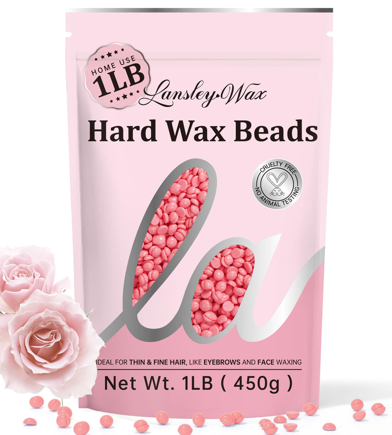 [Australia] - LANSLEYWAX Pink Hard Wax Beads, 1LB Wax Beans for Sensitive Skin & Full-Body Hair Removal, Brazilian/Bikini/Face/Legs/Eyebrow/Armpit/Chest Waxing Refill at Home for Women & Men, Stripless Formula Rose 16 Ounce (Pack of 1) 