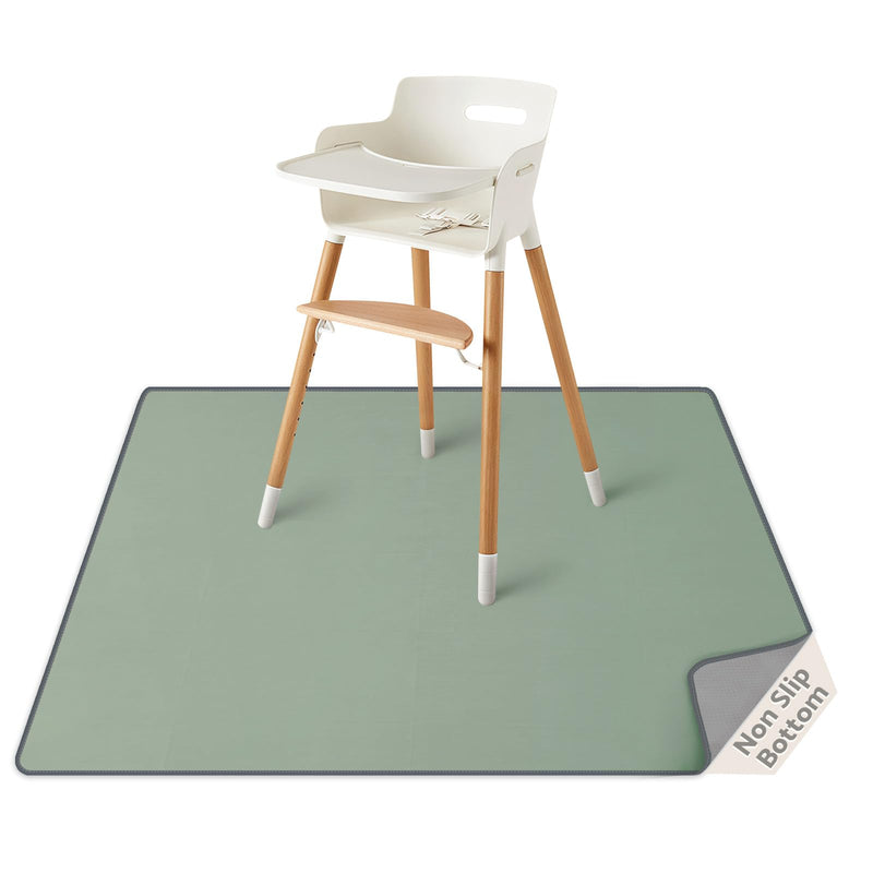 [Australia] - Blissful Diary Baby Splat Mat for Under High Chair, 50.4 x 50.4 Inch Wipeable Splash Mat, Waterproof and Washable, Anti-Slip Floor Protector, Sage Green 