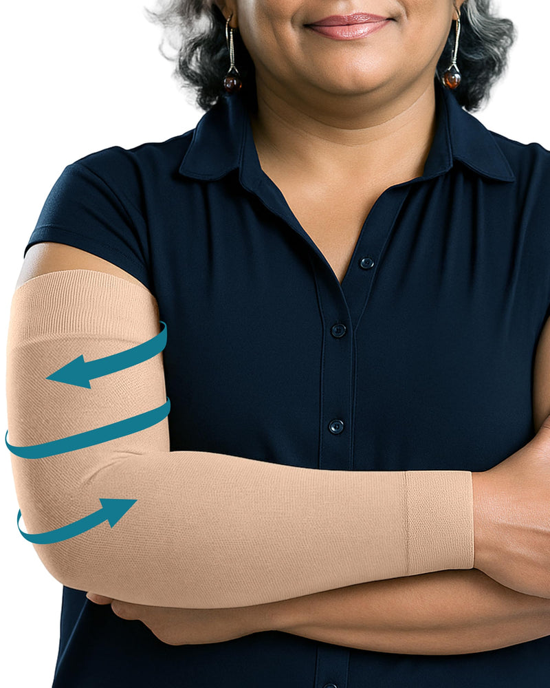 [Australia] - KEMFORD Compression Lymphedema Arm Sleeves for Women - 15-20 mmHg, 1 Pair, Beige, 3XL - Medical Arm Brace for Swelling, Edema, Circulation 