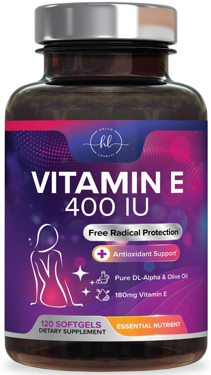 Vitamin E - 180 mg per Serving - Powerful Hair & Skin Support Supplement - dl-Alpha VitaminE Immune Health Support with Antioxidants - Easily Absorbed GMO & Gluten Free, Bottled in USA - 120 Softgels 120 Count (Pack of 1)