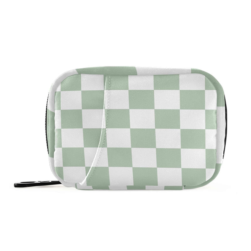Checkered Green and White Travel Pill Organizer Weekly Small (Cute) Pill Box 7 Day Pill Case Vitamin Holder Pill Bottle Organizer Checkered Green and White one size