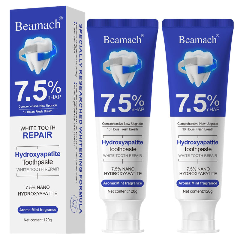 [Australia] - Beamach Hydroxyapatite Toothpaste, 2 Pack for Teeth Remineralization, Natural Fluoride-Free Formula, Sensitivity Relief & Fresh Mint Flavor - Daily Use for Oral Health (4.23oz) 