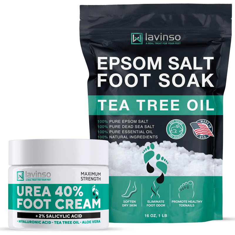 [Australia] - Tea Tree Oil Foot Soak and 40% Urea Cream - for Dry Cracked Feet with Maximum Strength 