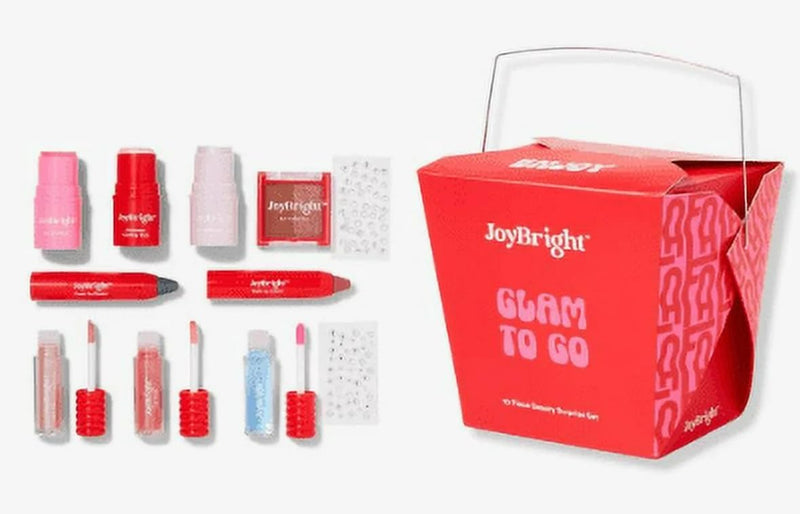 [Australia] - JoyBright Glam To Go Makeup Set, 10 Piece Collection with Lip Gloss, Lipstick, and Face Products 