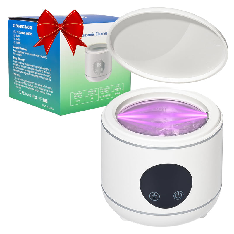 [Australia] - Ultrasonic Retainer Cleaner Machine, Professional Dental Appliance Cleaning Device. 3 Cleaning Modes（45khz, 20W，230ml White,YKL） 