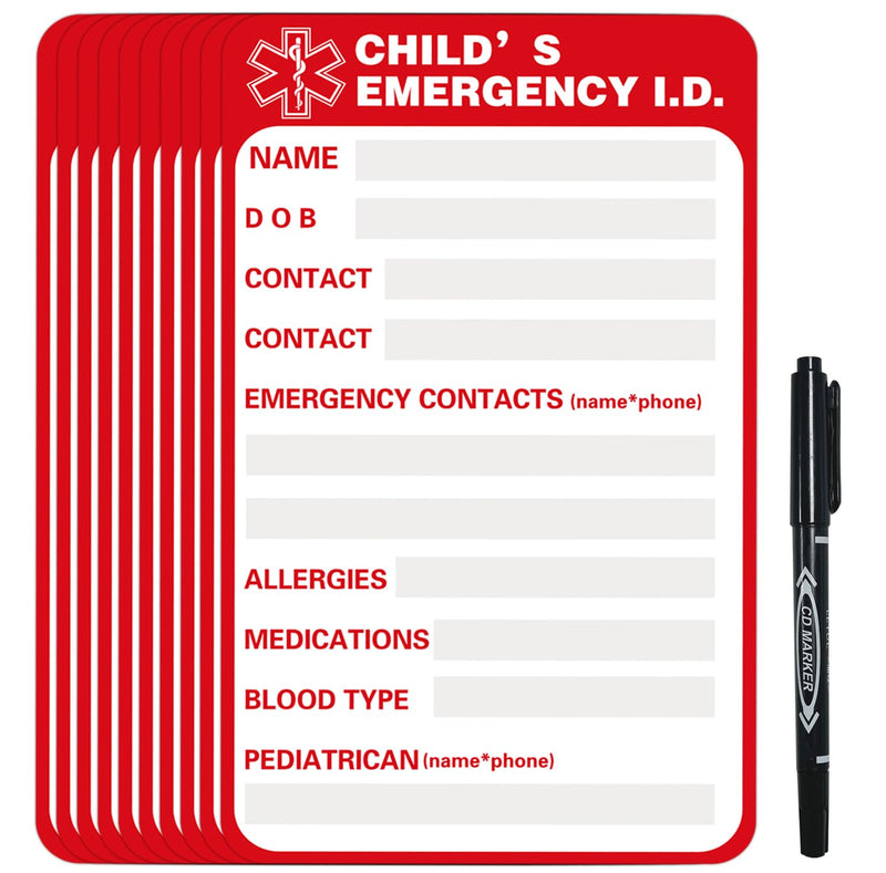 [Australia] - Car Seat Emergency Info StickerÔºåEmergency Contact CardÔºåWaterproof Car Decorative Stickers - Personalized Car Stickers,10-Pack, Red 