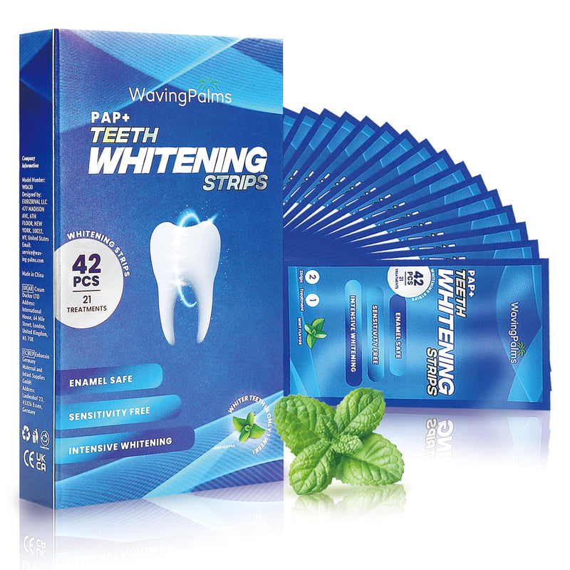 [Australia] - Sensitive Teeth Whitening Strips Kit: Professional Dental Whitening Set - Hydrogen Peroxide-Free Treatments for Whiter Teeth - Effective & Gentle Teeth Whitener (42 Count (Pack of 1), Mint) 