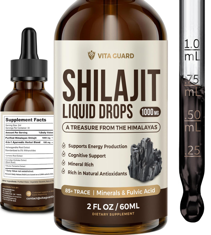 [Australia] - Himalayan Shilajit Liquid Drops ‚Äì 1000mg Energy & Immunity Support with 85+ Trace Minerals & Fulvic Acid ‚Äì Strength, Vitality Supplement for Men & Women ‚Äì 30-Day Supply 