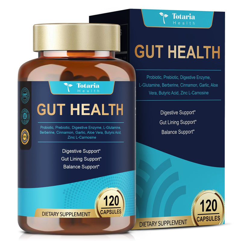 [Australia] - 4-in-1 Gut Health Supplement with Probiotics, Prebiotics, Postbiotics & Digestive Enzymes for Women & Men, 60 Billion CFU Probiotics for Gut and Digestion, Strong Immunity, Skin (120 Capsules) 120 Count (Pack of 1) 