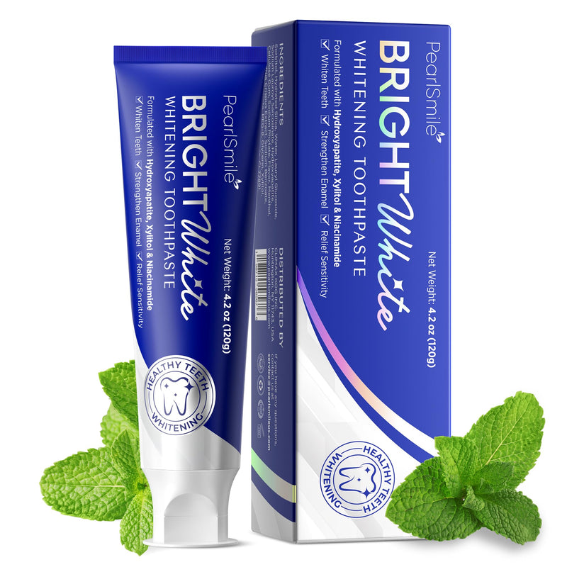 [Australia] - PearlSmile Hydroxyapatite Niacinamide Whitening Toothpaste – 5% Niacinamide + 10% Nano-Hydroxyapatite (nHAp) – Strengthens Enamel & Remineralizes – Fluoride-Free, 4.2oz (Pack of 1) 4.2 Ounce (Pack of 1) 