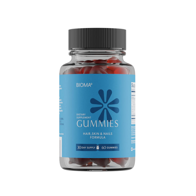BIOMA Hair, Skin & Nails Beauty Gummies - Supports Growth & Strength with Biotin, Collagen, Zinc & Vitamins C & D - Gluten-Free - 60 Gummies (30-Day Supply) 60 Count (Pack of 1)