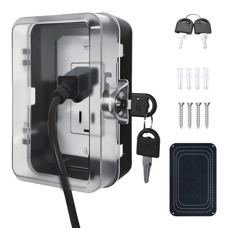 [Australia] - Child Proof Outlet Lock Box with 2 Durable Keys - Heavy Duty Safety Cover for Baby Proofing, Tool-Free Installation, More Space for Large Plugs Universal Fit Socket Protector (1Pack, Black) 1 pack 