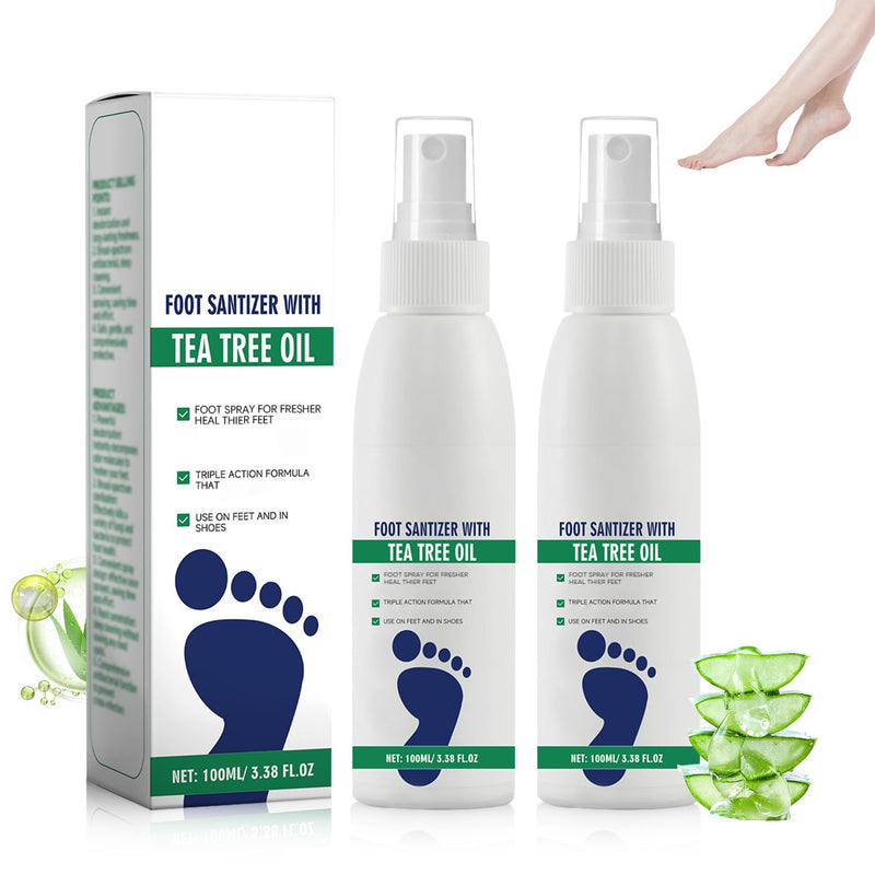 [Australia] - 2Pcs Foot Sanitizer Spray with Tea Tree Oil, Tea Tree Oil Feet Sprays, Natural Clear Foot Sanitizer Spray, Quick-Drying & Travel-Friendly 