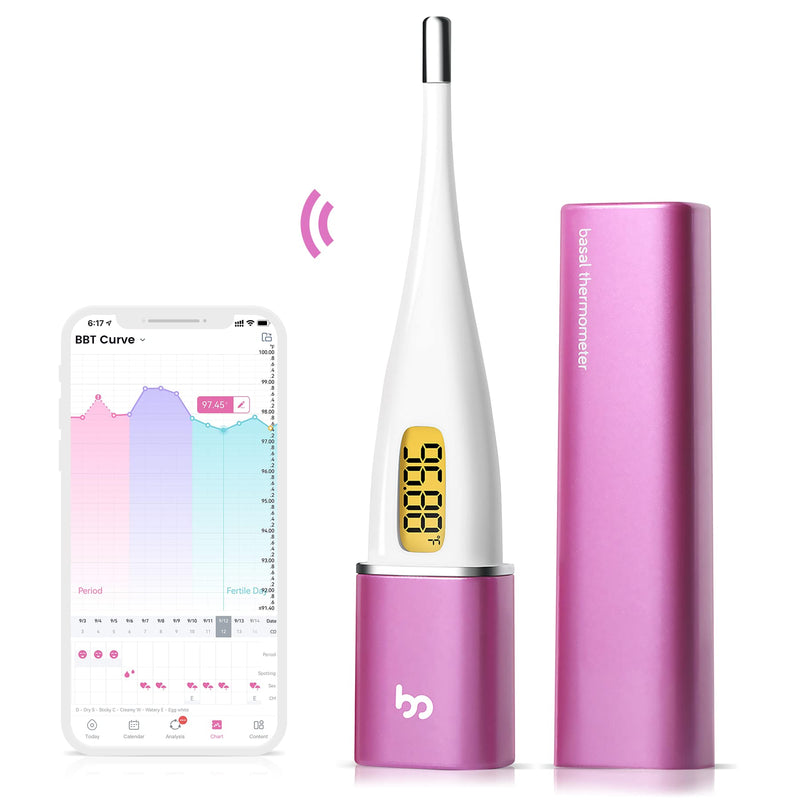 [Australia] - Femometer Smart Basal Body Thermometer, BBT Thermometer with Backlight LED Screen, Fertility/Period Tracker with Femometer APP, Automatic Data Recording, Lipstick Shape, Easy to Use and Carry, Purple 