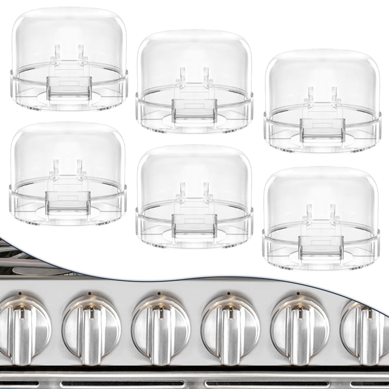 [Australia] - 6 Pack Stove Knob Covers for Child Safety, Gas Stove Knob Locks for Baby and Pets, Baby Proof Stove Oven Knob Safety Covers with Adhesive, Waterproof, Oil Resistant, (Transparent) Clear 6-PACK 