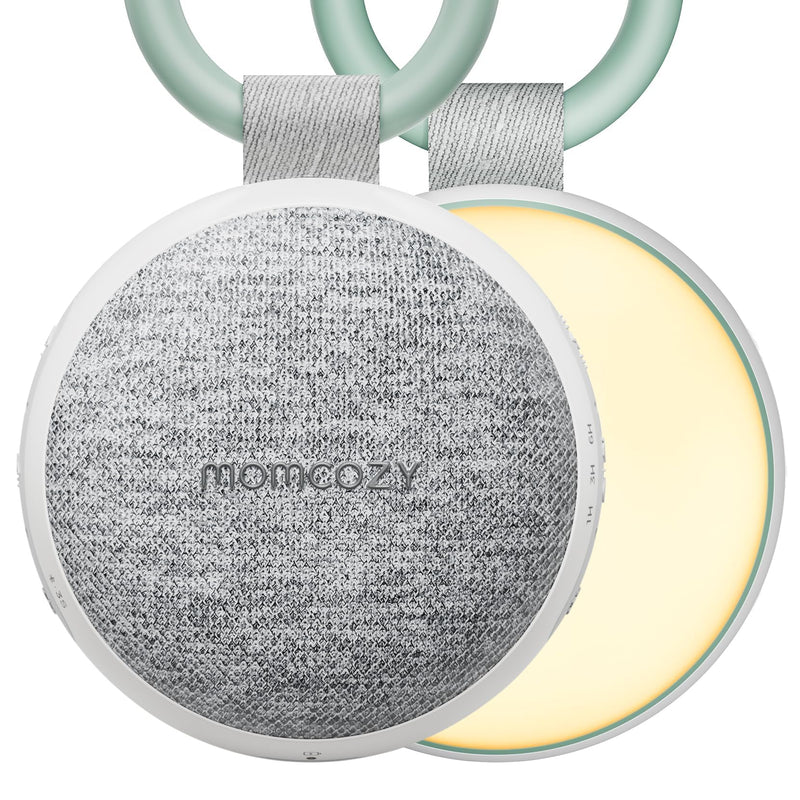 [Australia] - Momcozy Portable Sound Machine with Night Light, White Noise Sound Machine for Baby, 20 Soothing Sounds, Sound Therapy, Long-Lasting Power, Timer, Clips on Stroller, Baby Shower Gifts 