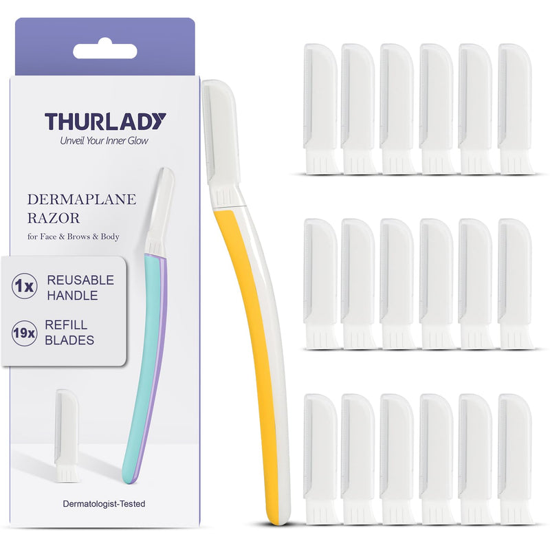[Australia] - Dermaplane Razor - Facial Razor for Women - Dermaplaning Tool, with 19 Microblades for Face, Peach Fuzz Remover, Remove Facial Hair for Smoother Skin and Perfectly Shape Brows, Solar Veil Solar Veil Razor 