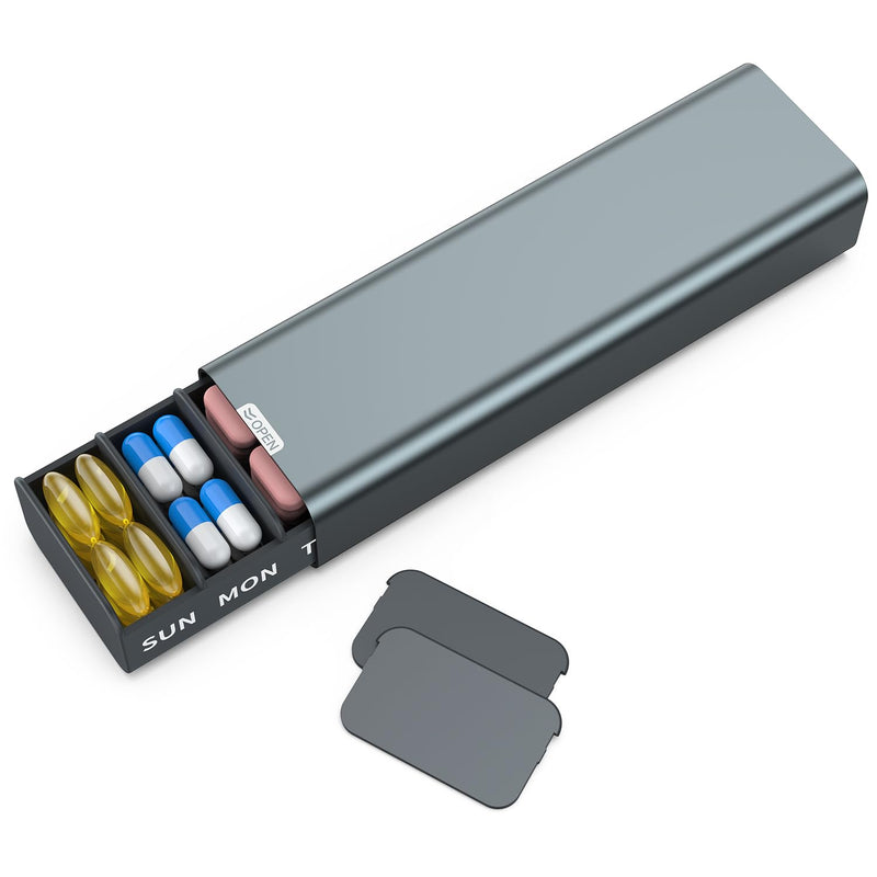 Metal Weekly Pill Organizer 7 Day,Removable Comparments Daily Pill Box, Travel Pill Case, Large Capacity Cute Pill Holder to Hold Vitamins, Medicines, Supplements, Pills Organizer