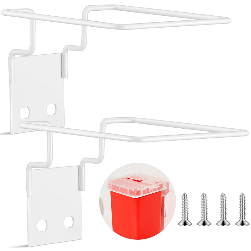 [Australia] - 2 Set Wall Mount Sharps Container Mounting Bracket for 1 Quart 8702, 8702T, 8721 Stackable Sharps Container, White 