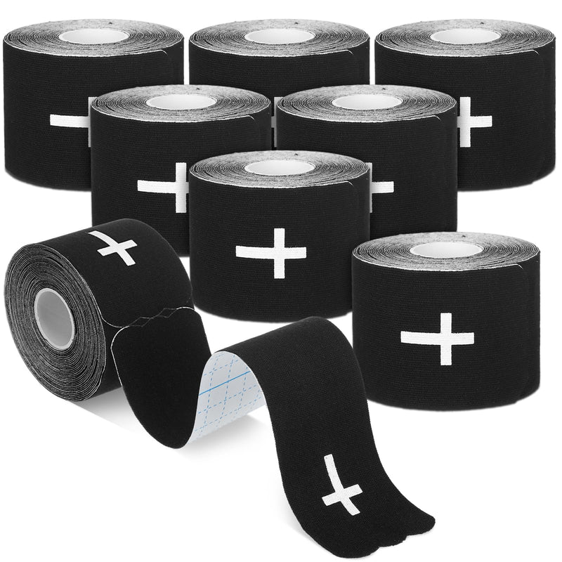 [Australia] - Geiserailie 8 Roll Christian Cross Kinesiology Tape, Each 20 Precut Strips 10" Per Strip Waterproof Religious Athletic Sports Tape Cotton Elastic Wraps for Fitness Running Tennis Swimming Football 