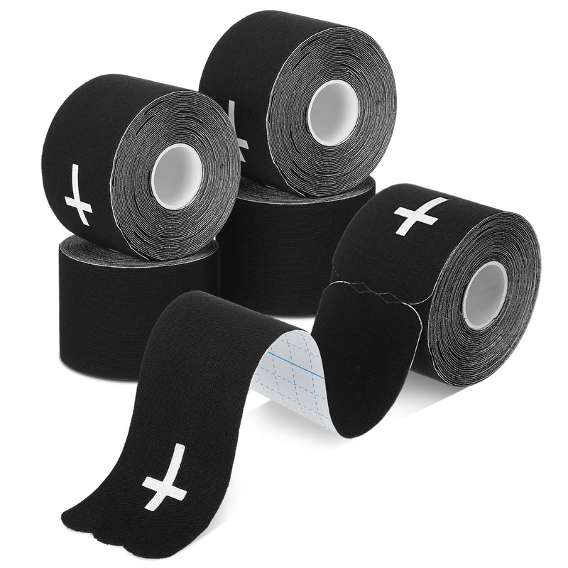 Geiserailie 4 Roll Christian Cross Kinesiology Tape, Each 20 Precut Strips 10" Per Strip Waterproof Religious Athletic Sports Tape Cotton Elastic Wraps for Fitness Running Tennis Swimming Football