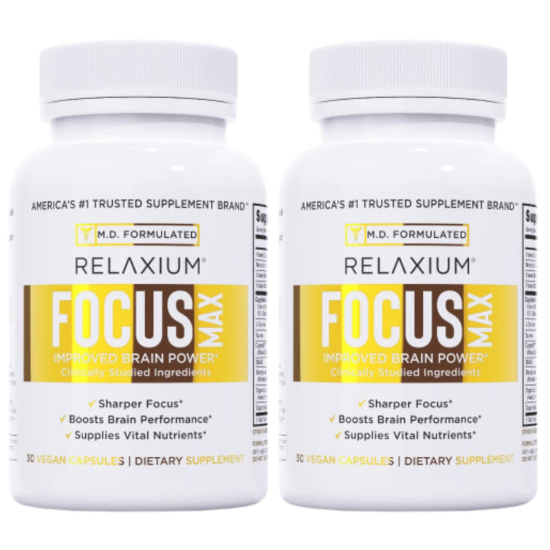 Relaxium FocusMax, Brain & Focus Health Supplement - 30 Vegan Capsules - 2-Pack