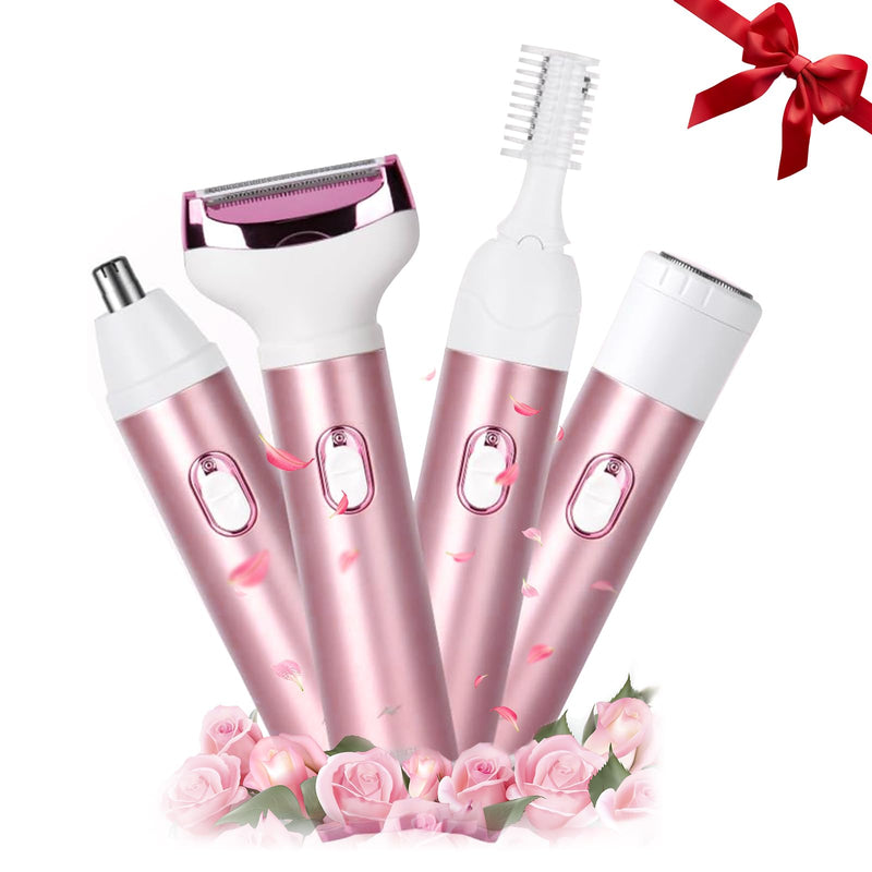 [Australia] - Wet & Dry Electric Razor for Women Body Razors 4-in-1 Facial Hair Remover Electric Shaver and Facial Hair Remover Painless Ladies Body Razors for Nose Face Body Leg Bikini Arm Hair 