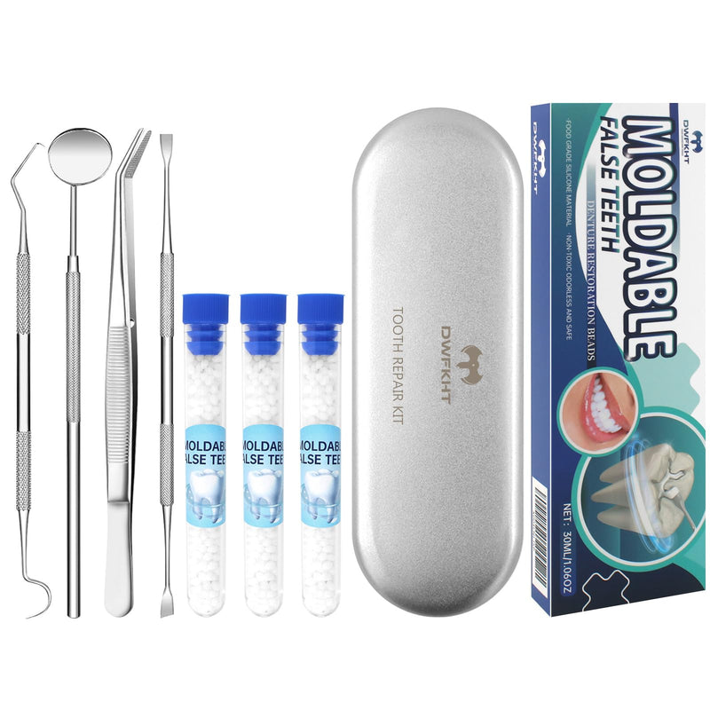 [Australia] - Tooth Repair Kit, Moldable False Teeth, Tooth Replacement Missing Teeth, Teeth Filling Kit Permanent with 4 Dental Tool, Tooth Repair Kit for Broken Teeth, Temporary Tooth Filling Kit, Moldable Teeth 