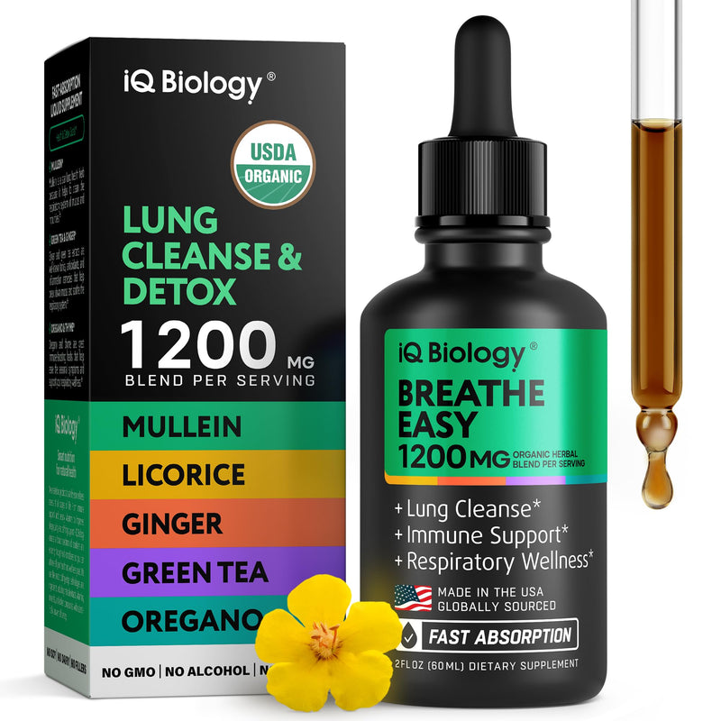 [Australia] - Mullein Drops for Lungs - USDA Organic Mullein & Nettle Leaf Extract Supplement - Made in USA - Lung Detox for Smokers, Bronchial Cleanse for Respiratory to Clear Lungs, Breathe, Break Up Mucus*, 2 oz 2 Fl Oz (Pack of 1) 