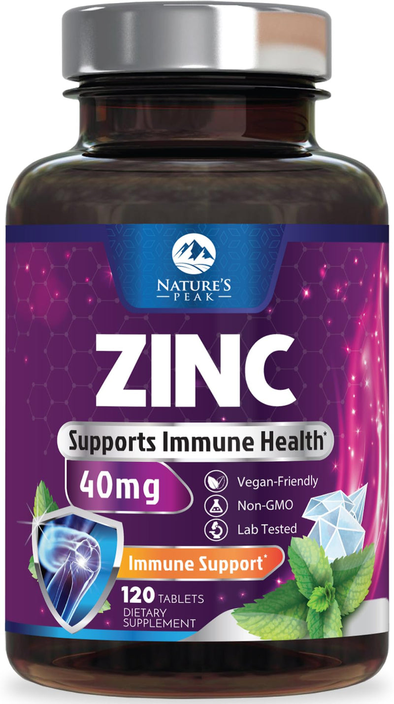 Zinc Supplements 40mg - 40mg of Zinc is the NIH's Safe Upper Daily Limit for Women & Men - Best Zink Supplement for Immune Support, Antioxidant, Skin Health, Gluten Free, Bottled in USA - 120 Caplets 120 Count (Pack of 1)