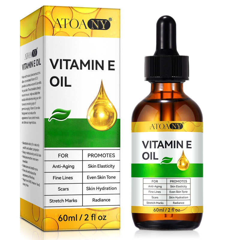 Vitamin E Oil 2 Fl Oz - Vitamin E Oil for Skin, Face, Hair, Body - Natural Antioxidant for Dryness, Wrinkles, Scars & Stretch Marks, Moisturizing and Firming Skin 2 Fl Oz (Pack of 1)
