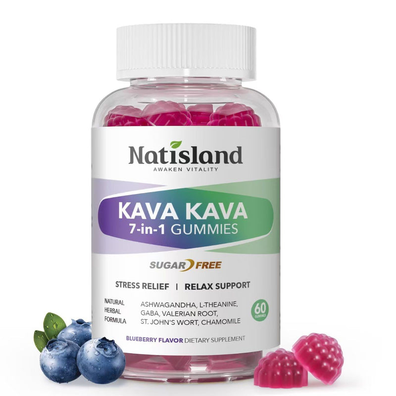 [Australia] - Chewable Kava Kava Gummies, Kava Kava Root Extract with Ashwagandha & L-Theanine, Kava Supplement for Women & Men, 7-in-1 Herbal Blend for Stress Relief & Relaxation, Sugar-Free, Vegan, 60 Ct 1 PACK 