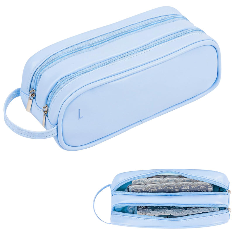 [Australia] - Daily Contact Lens Organizer case,Portable Storage Case for Disposable Daily Contact Lenses, Travel Storage Case with Clearly Labeled R & L, Storage up to 60 lenses (Blue) Blue 