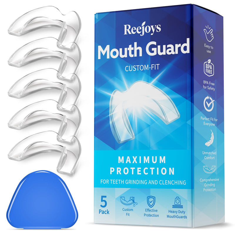 [Australia] - Mouth Guard for Grinding Teeth at Night: 5 Pack Moldable Sleeping Nightguard for Dental Clenching - Custom Protector for Bruxism Adults One Size Fits All 