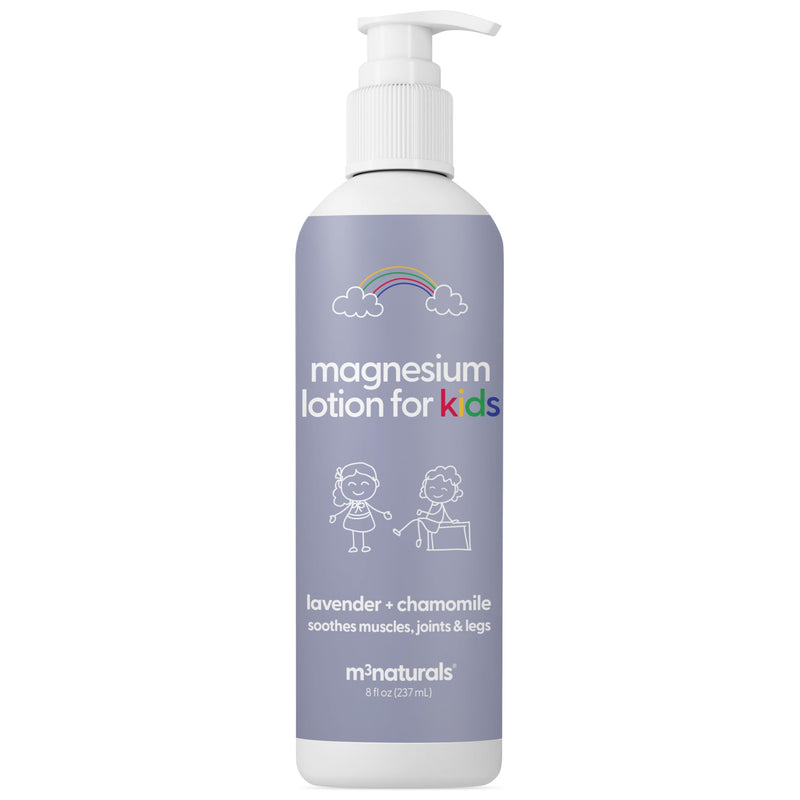 Lavender & Chamomile Magnesium Lotion for Kids & Babies, 8 fl oz by M3 | Soothes Tired Legs, Supports Restful Night's Sleep, Moisturizes & Hydrates Sensitive Skin, Gentle Body Lotion for Daily Use Lavender Magnesium Lotion for Kids