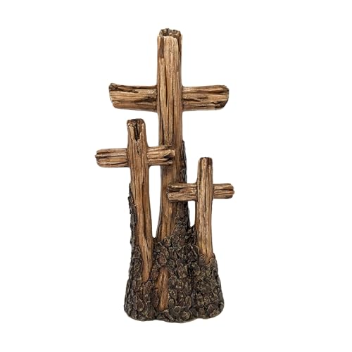 BestGiftEver Rustic Tabletop Resin Cross Driftwood Design