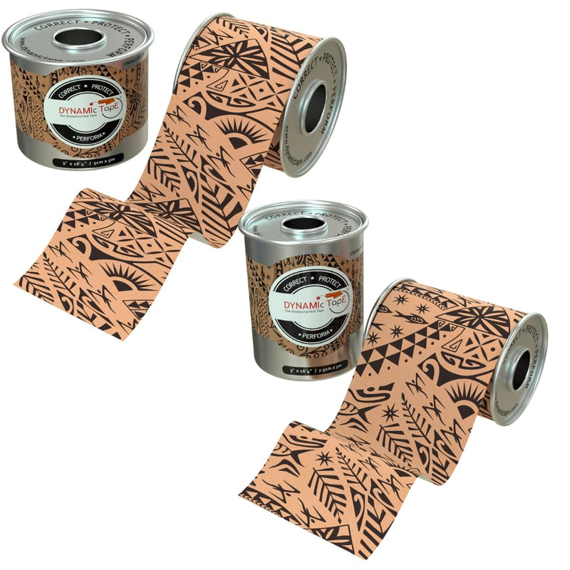 Dynamic Tape – 2 Roll Pack | Includes Original (Black & Beige) in 2” & 3” Widths | Biomechanical Adhesive Tape for Injury Recovery, Muscle & Joint Support | 4-Way Stretch, Water-Resistant & Latex-Free