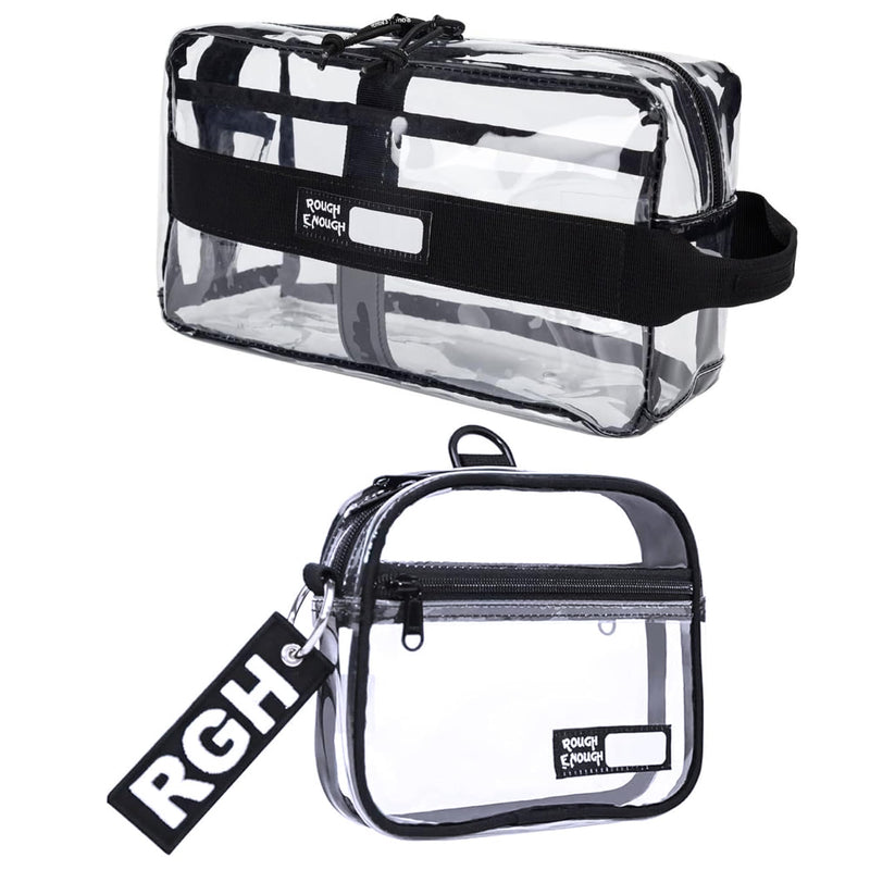 Rough Enough Clear Toiletry Bags for Traveling Bundle Set