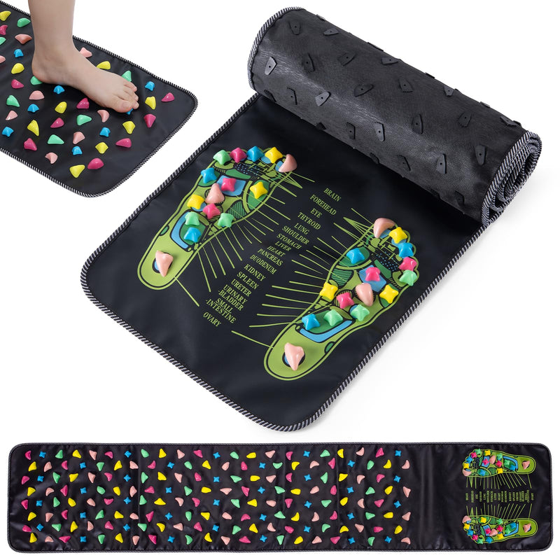 [Australia] - Foot Massage Mat, Reflexology Walk Stone Road Acupressure Mat with Chart, Feet Pressure Point Mat for Elderly Students and Office Workers (68.9 x 13.78 Inches) 